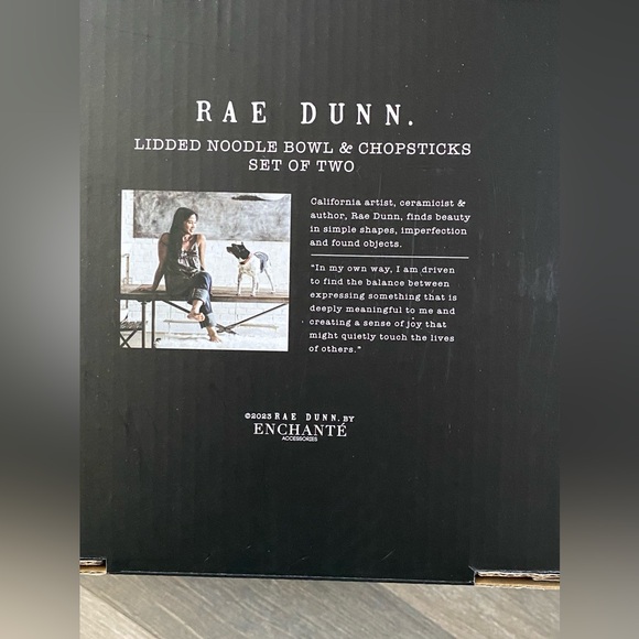 Rae Dunn Lidded Noodle Bowl & Chopsticks Set of 2 Melamine Lid Miso By Enchante - Picture 8 of 8